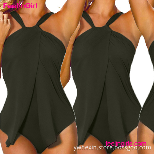 Newest Dark Green Women Halter Tops 3XL Plus Size Bikini